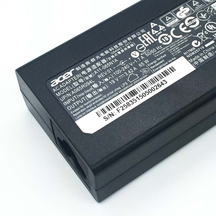 DTK Alimentatore Caricabatterie Per Portatile Acer - 19V 3.42A 65W, Connettore 5.5x1.7mm, Compatibile Con Aspire, TravelMate, Extensa