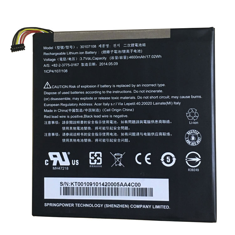 Acer A1401 Iconia Tab 8 A1-840 A1-840FHD A1-840FHD-10L2 batería