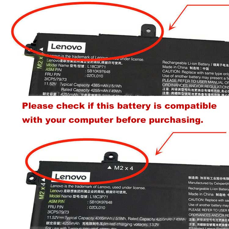 LENOVO L18M3P73 Laptop Accu's