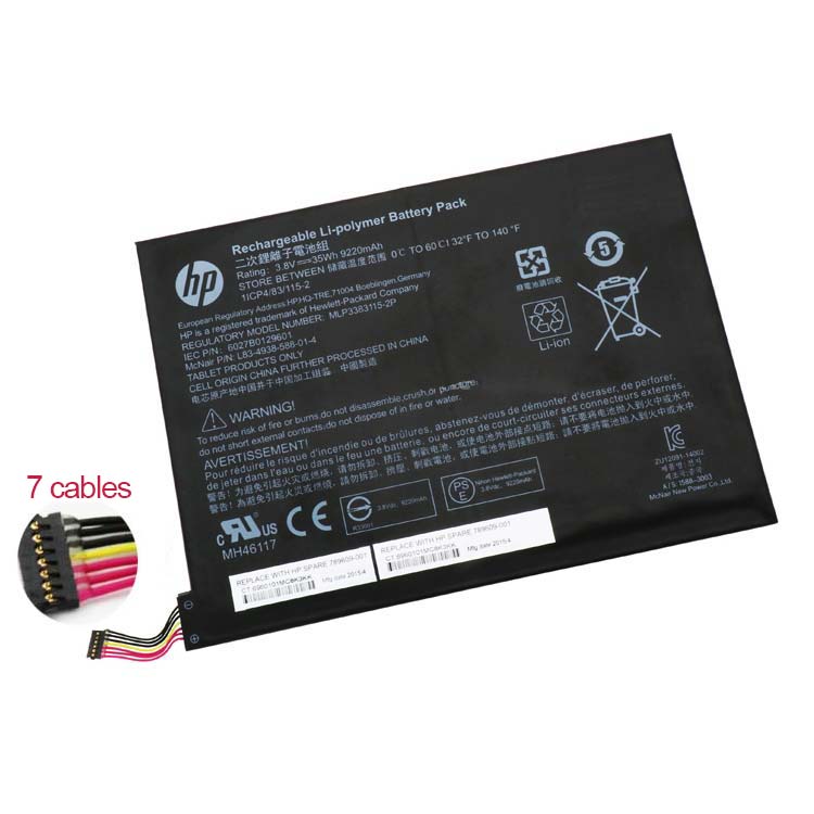 HP 789609-001
																 Tablet PC Batterijen
