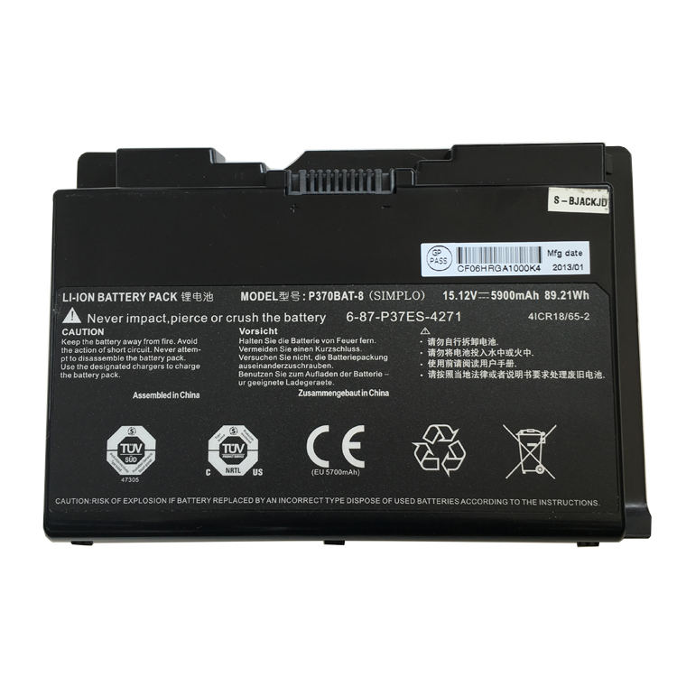 Clevo X900 P370EM P370SM P370SM-A batería
