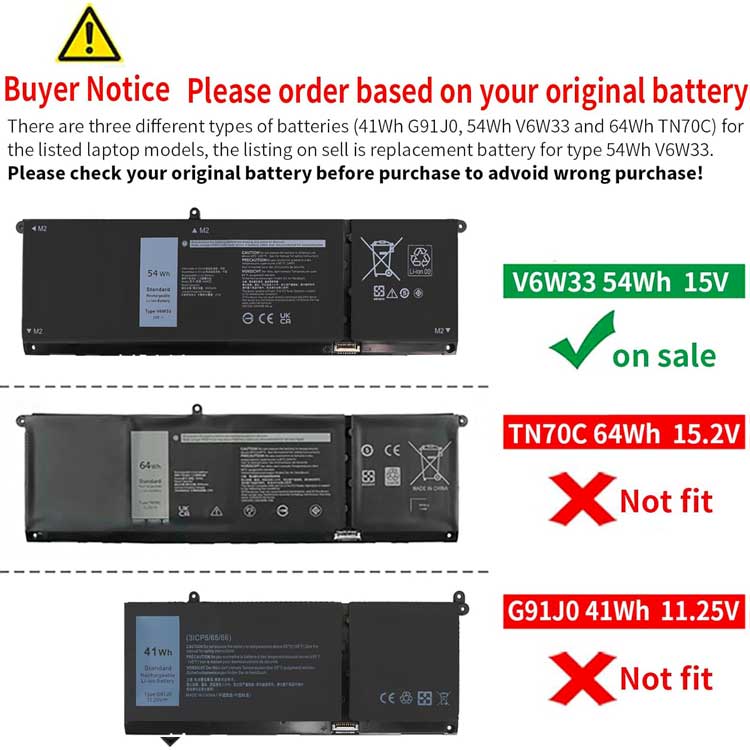 DELL V6W33
																 Laptop Accu's