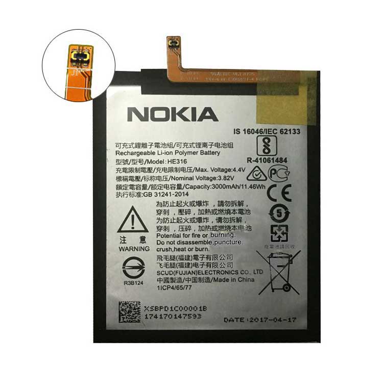 Nokia 6 Nokia6 TA-1000 TA-1003 batería