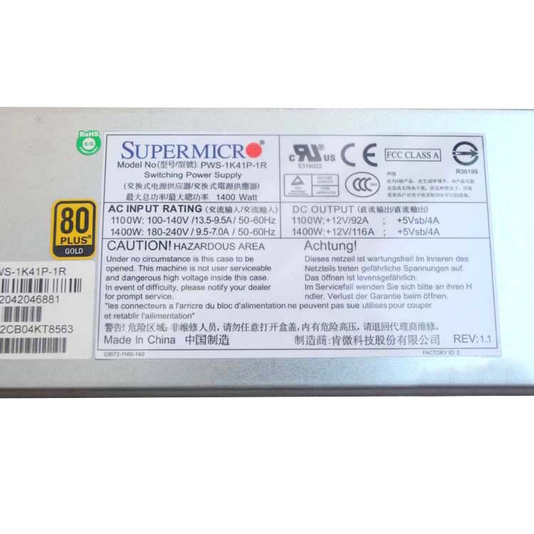 SUPERMICRO PWS-1K41P-1R
																 Server Voedingen